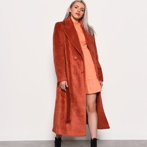 NWT Belted Faux Fur Trench Coat